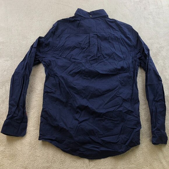 Tommy Hilfiger Men Shirt Small Long Sleeve Button Up Classic Casual Pockets Navy - Picture 11 of 12